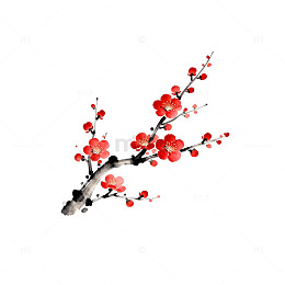 水墨梅花国画艺术矢量素材