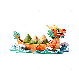 端午龙舟粽子插画设计