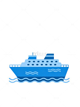 简约蓝色游轮图标设计素材