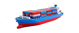 集装箱货船模型3D渲染图
