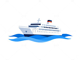 卡通风游轮航行海洋矢量素材