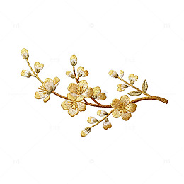 金色刺绣樱花饰品图案