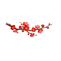 梅花绽放春天元素插画