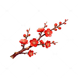 梅花绽放新春喜庆装饰图案