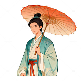 古风男子持伞插画