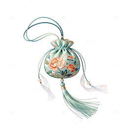 古风刺绣香囊插画
