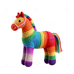 手工编织彩虹马玩偶