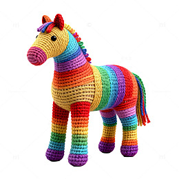 彩虹手工编织小马玩偶