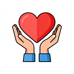 爱心双手卡通插画