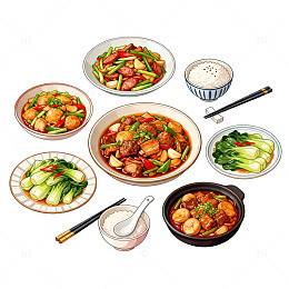 中式美食插画设计素材