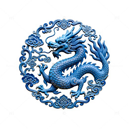 蓝色的中国龙图案