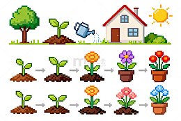 像素风格植物生长过程图解