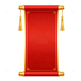 传统中国风卷轴画轴装饰元素