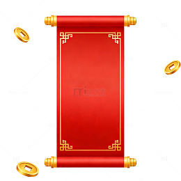 中国风红色卷轴装饰图案