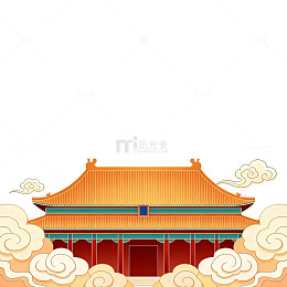 中国风古建筑插画设计素材