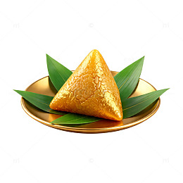 金黄色粽子美食插画