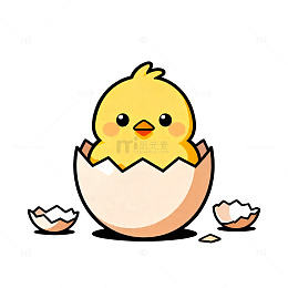 卡通小鸡孵化创意插画