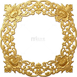 金色雕花相框装饰元素