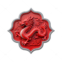 红色中国龙图案装饰元素