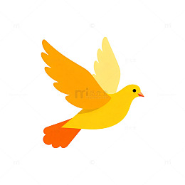 卡通风格飞翔黄鸟插画素材