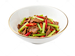 中式热炒牛肉芹菜盘餐