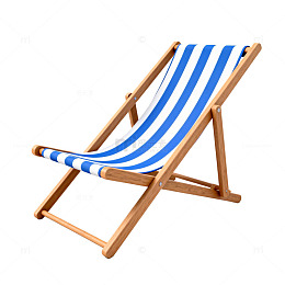 蓝白条纹折叠躺椅