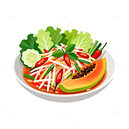 鲜艳泰式沙拉插画