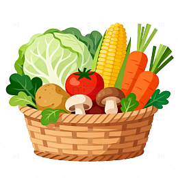 卡通蔬菜篮子插画