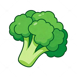 卡通绿色西兰花插画素材