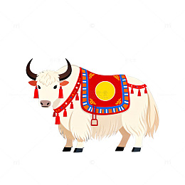 卡通牦牛民族装饰插画
