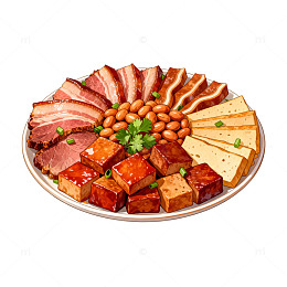 美食拼盘插画设计素材
