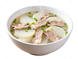 萝卜肉片汤美食插画