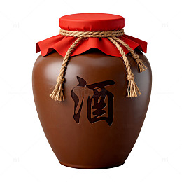 传统中国酒坛插画