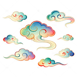 彩绘云纹装饰图案素材
