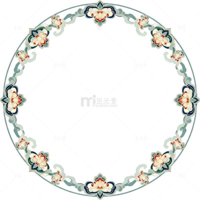 传统花纹圆形边框设计