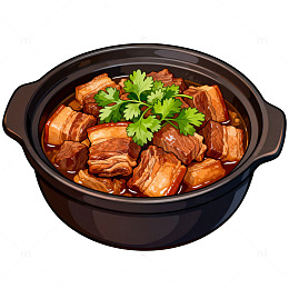 砂锅红烧肉插画