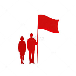 红旗剪影人物图案设计元素