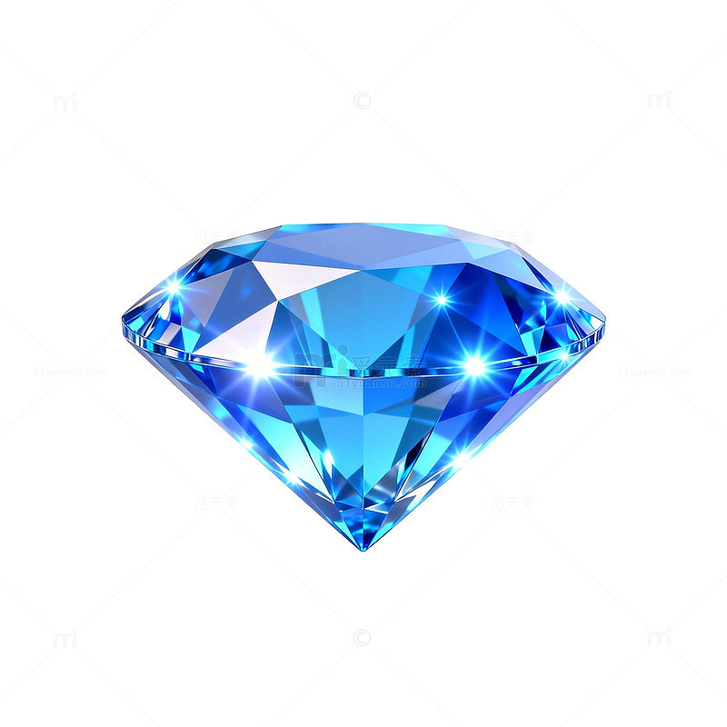 璀璨蓝色钻石插画素材