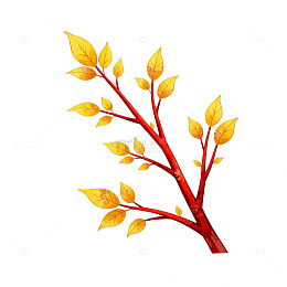 秋意盎然红枝黄叶插画