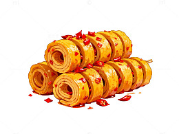 美食插画油炸卷饼
