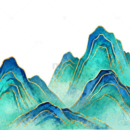 山水水墨画风格图案设计素材