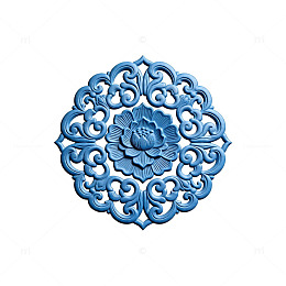 蓝色花纹装饰图案设计元素