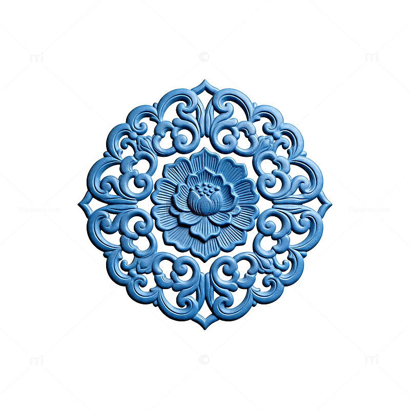 蓝色花纹装饰图案设计元素