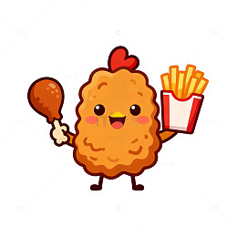 可爱卡通炸鸡薯条形象