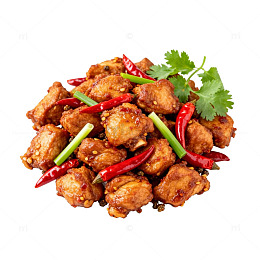 香辣鸡肉块美食插画素材