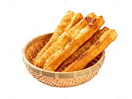 金黄油条竹篮美食