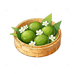 卡通青团插画设计素材