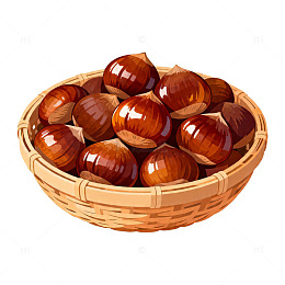 插画风格栗子编织篮