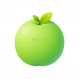 卡通绿色苹果图标设计素材