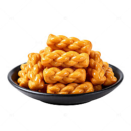 黑色盘麻花美食图片